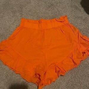 Orange Flowy Shorts